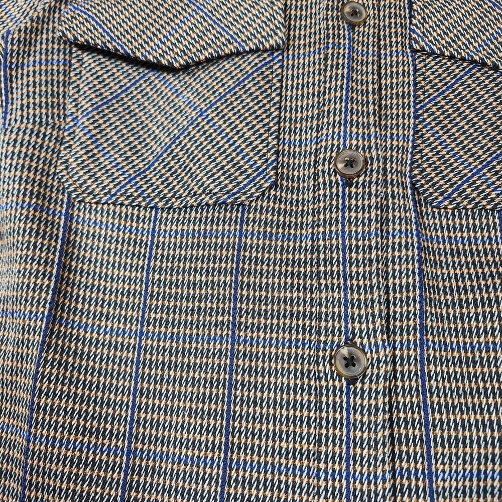Who‎ What Wear Collection XS Blue Brown Houndstooth Plaid Button Down Shacket - Picture 3 of 8